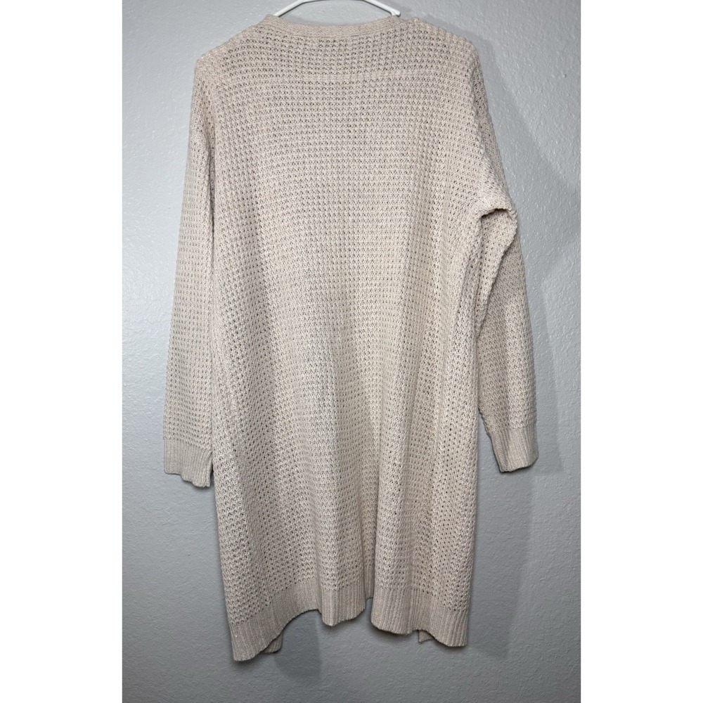 Aster Beige Open-Knit Cardigan Sweater Lightweight Long Sleeve 100% Polyester S - Picture 2 of 4